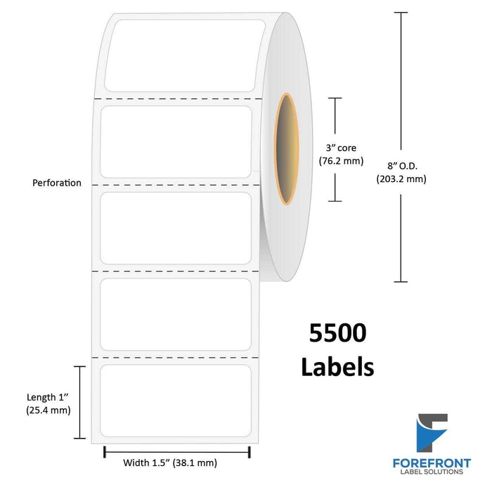 1.5″ x 1″ Thermal Transfer Label - 5500 Labels (8-Pack)