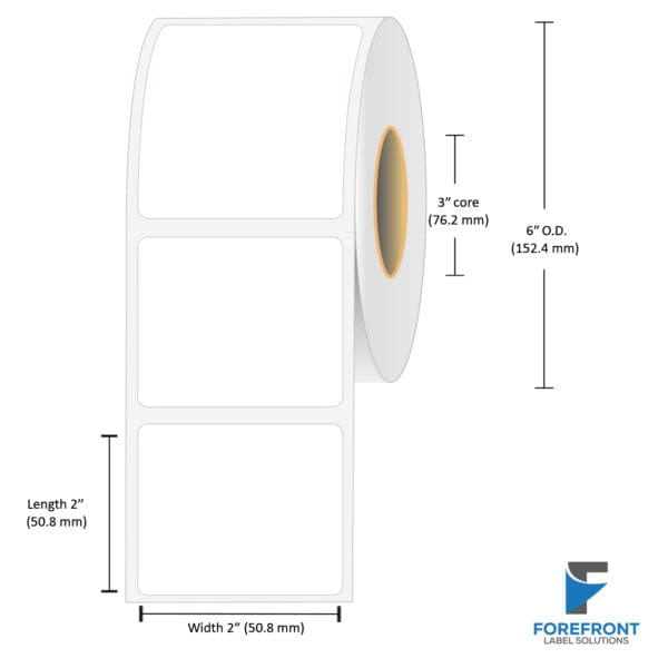 2" x 2" matte paper inkjet labels 1100 per roll 3" core 6" OD