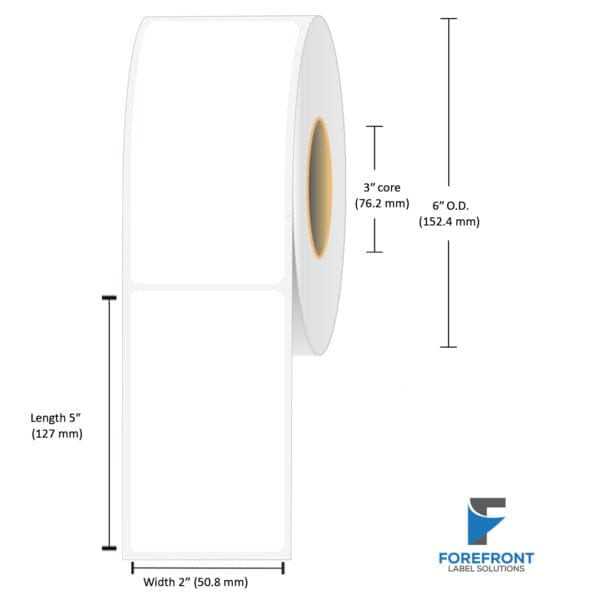 2" x 5" gloss paper inkjet labels 460 per roll 3" core 6" OD