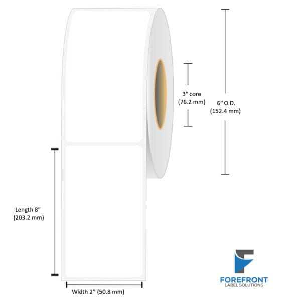 2" x 8" gloss paper inkjet labels 290 per roll 3" core 6" OD