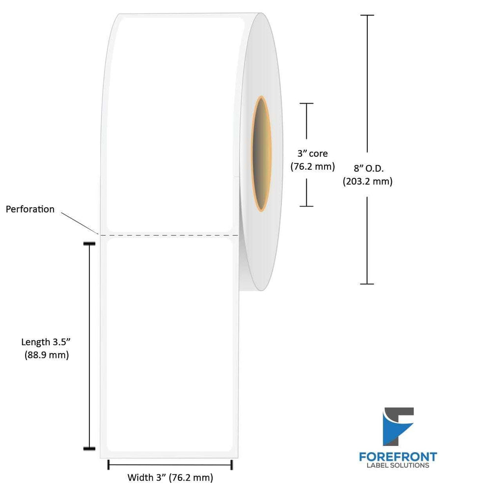 3 x 3.5 Matte Polypropylene Label - 1500 Labels