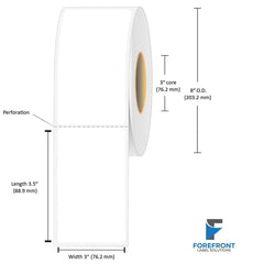 3 x 3.5 Matte Polypropylene Label - 1500 Labels