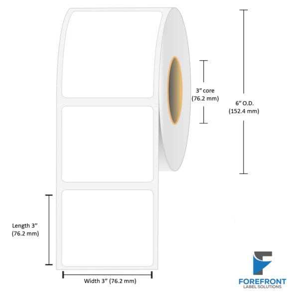 3" x 3" gloss paper inkjet labels 760 per roll 3" core 6" OD
