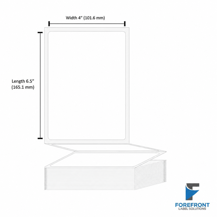 4 x 6.5 inch thermal transfer fanfold labels, 4000 labels per stack, ForeFront Label Solutions