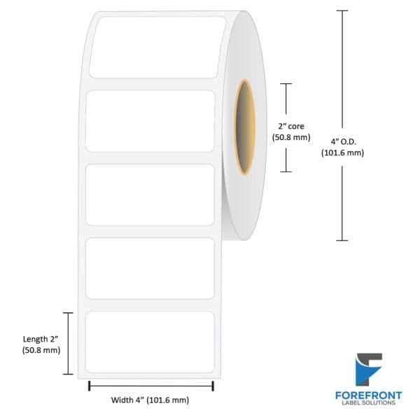 4" x 2" gloss paper inkjet labels 550 per roll 2" core 4" OD