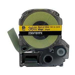 Epson PX 1 1/2” Black Ink/Yellow Vinyl Tape, 22.9 ft. (5-Pack)