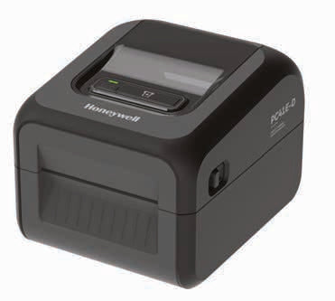 Black Honeywell PC41E-D direct thermal printer with one-button controls and standard tear-off front. No cutter or peeler fitted.