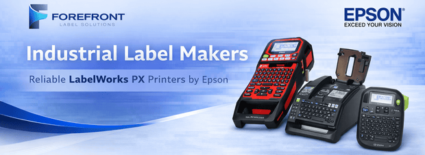 Epson LabelWorks PX industrial handheld and desktop label printers for manufacturing identification.
