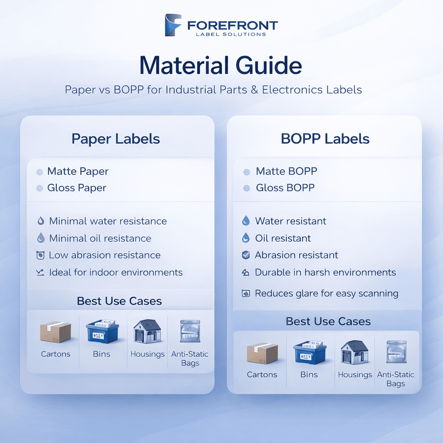 Paper and BOPP label materials compared for frozen and refrigerated product packaging