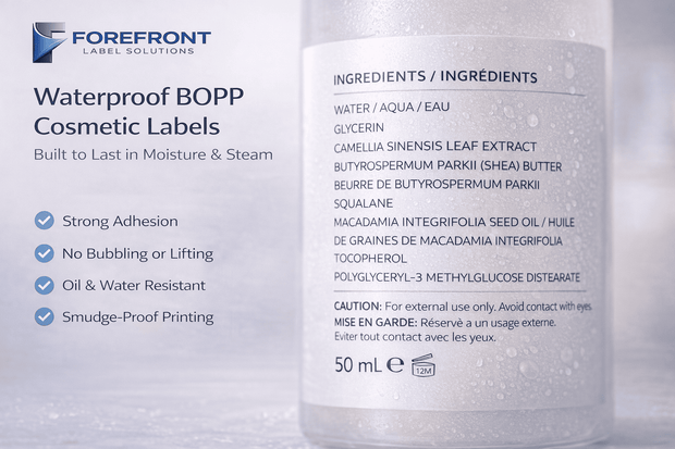 Generic Canadian product packages with balanced blank English and French label panels and a bilingual labels heading