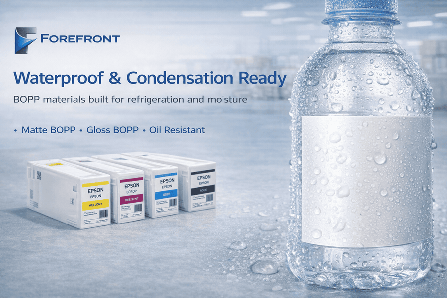 BOPP product labels exposed to water and condensation for a label durability comparison