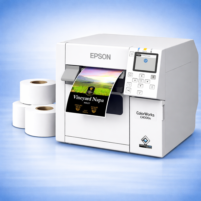 Epson ColorWorks printer with compatible ForeFront label rolls