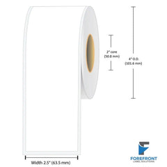 2.5" continuous gloss paper inkjet labels 100 ft per roll 2" core 4" OD