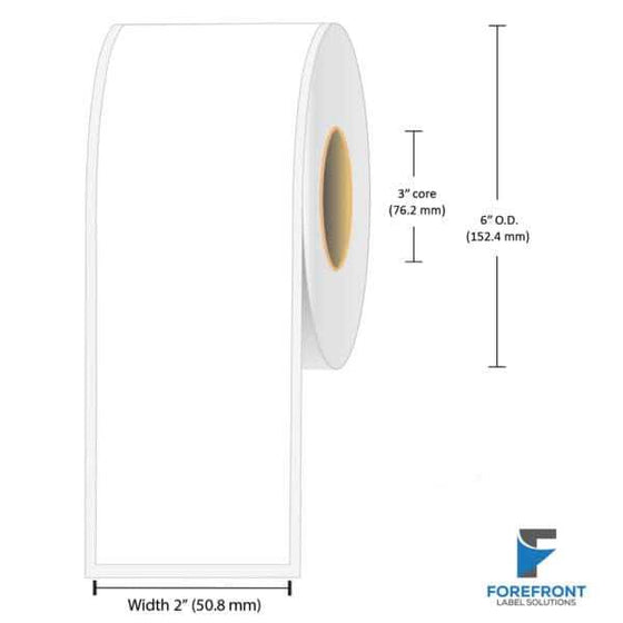 2" continuous matte paper inkjet labels 200 ft roll 3" core 6" OD