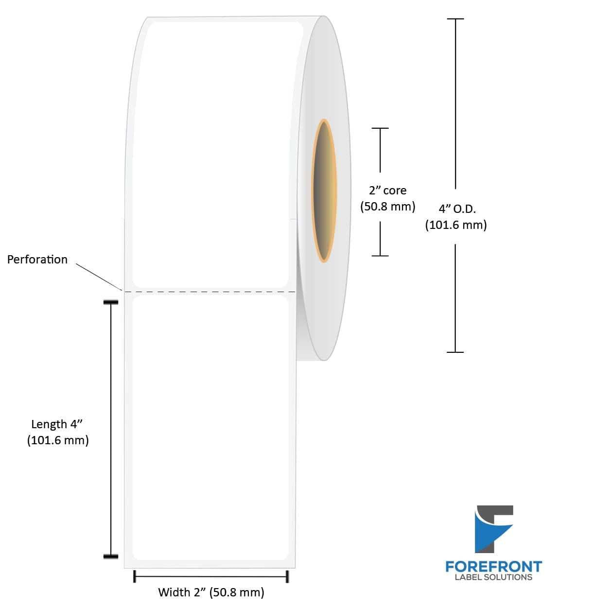2" x 4" gloss paper inkjet labels 280 per roll 2" core 4" OD