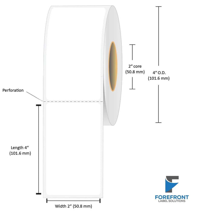 2" x 4" gloss paper inkjet labels 280 per roll 2" core 4" OD
