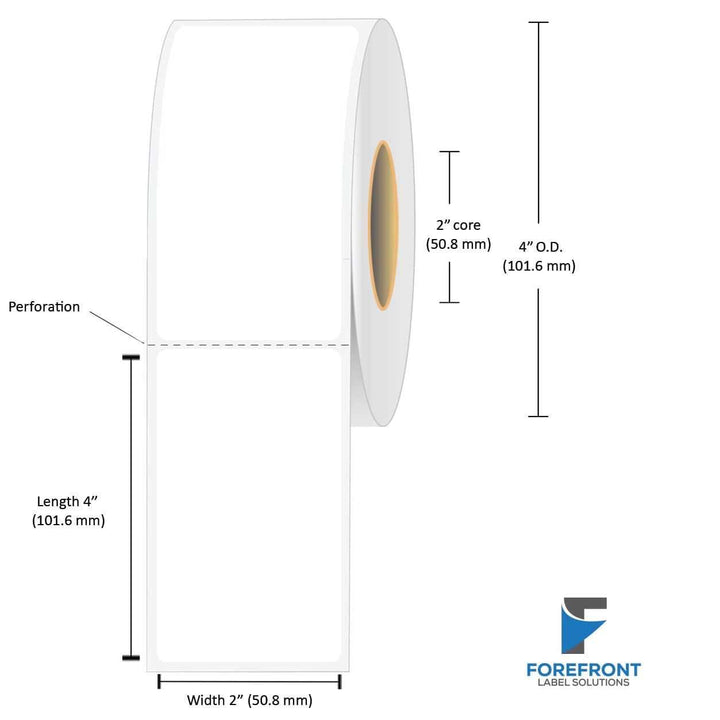 2" x 4" gloss paper inkjet labels 280 per roll 2" core 4" OD