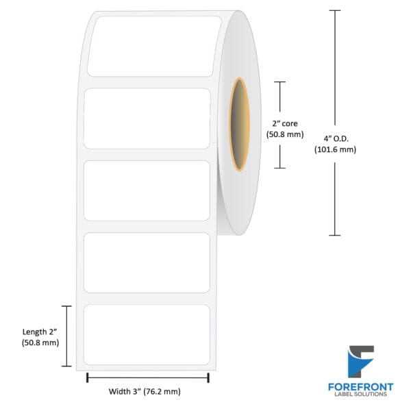 3" x 2" gloss paper inkjet labels 550 per roll 2" core 4" OD
