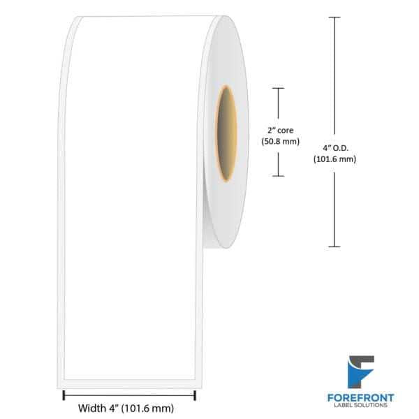 4" continuous gloss paper inkjet labels 100 ft roll 2" core 4" OD
