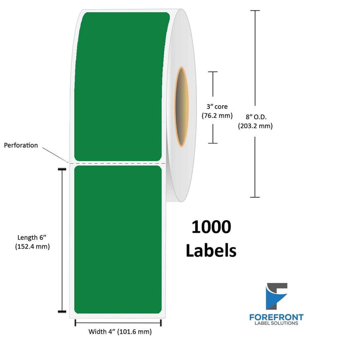 4" x 6" Green Thermal Transfer Label - 1000/Roll (4-Pack)