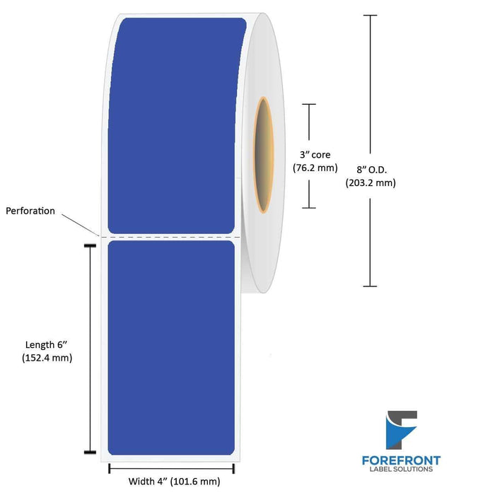 4" x 6" orange floodcoated thermal transfer labels 1000 per roll 3" core 8" OD 4 rolls per case