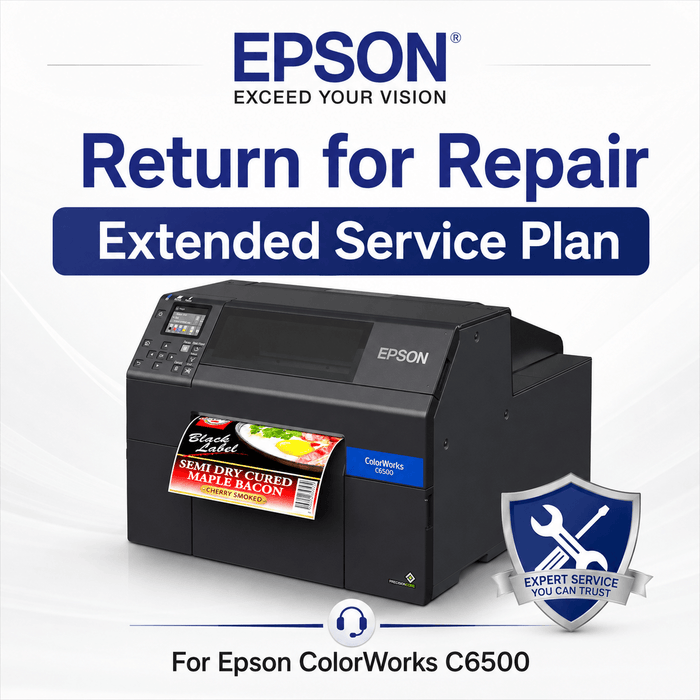 Epson C6500 label printer return for repair extended service plan