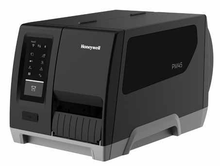 Honeywell PM45 industrial printer with icon display and standard tear-off front. This is the icon-control housing, not the touchscreen version.