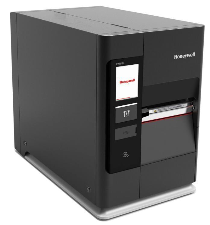 Honeywell PX940A industrial label printer with touchscreen and front P-sensor. This version does not have the integrated verifier.
