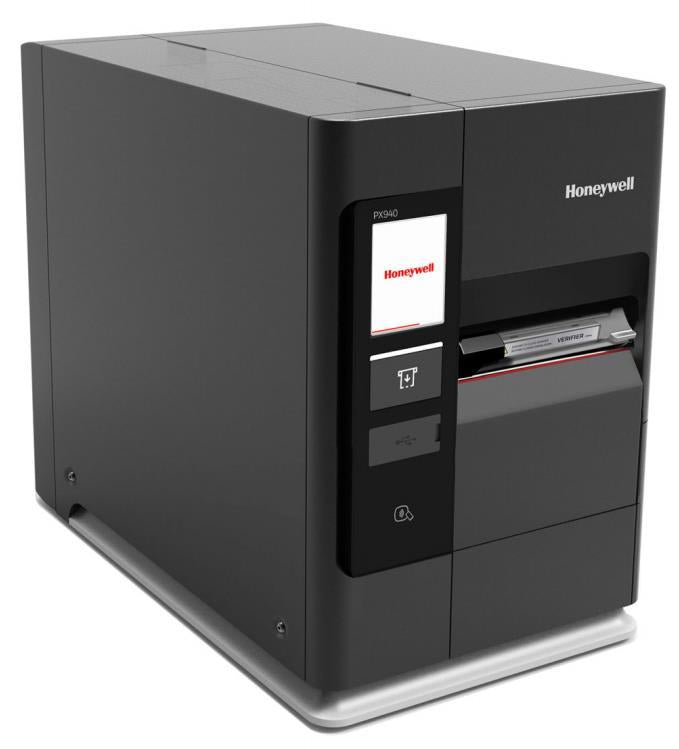 Honeywell PX940V industrial label printer with touchscreen and the integrated verifier visible at the front.