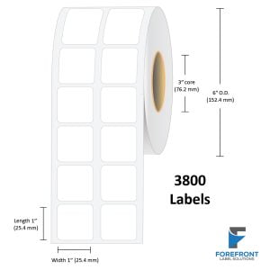 1" x 1" Matte BOPP Label - 3800/Roll